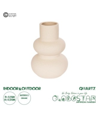GloboStar® Artificial Garden QUARTZ 21254 Διακοσμητικό Κεραμικό Βάζo Μπεζ Π15 x Μ15 x Υ20 cm